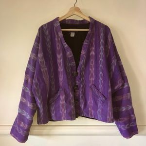 Vintage Guatemalan Woven Cotton Beach Button Down Long Sleeve,